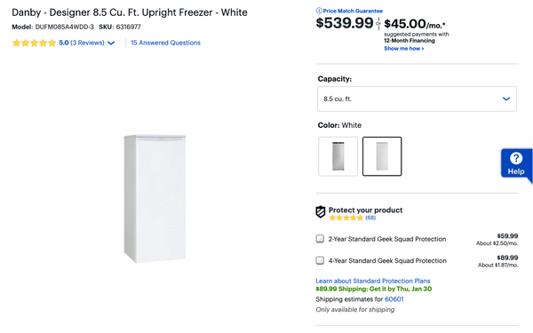 Danby - Designer 8.5 Cu. Ft. Upright Freezer - White
