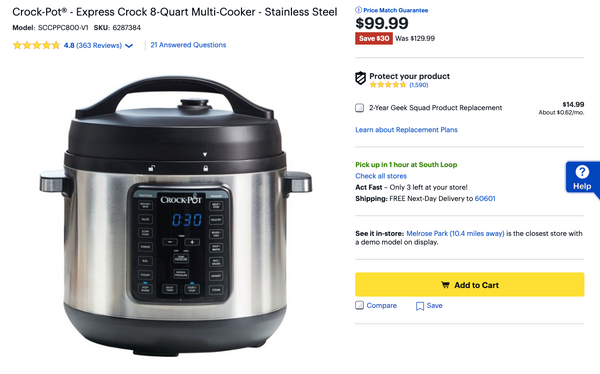 Crock-Pot® - Express Crock 8-Quart Multi-Cooker - Stainless Steel