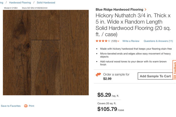 Blue Ridge Hardwood Flooring Hickory Nuthatch 3/4 in. Thick x 5 in. Wide x Random Length Solid Hardwood Flooring (20 sq. ft. / case)
