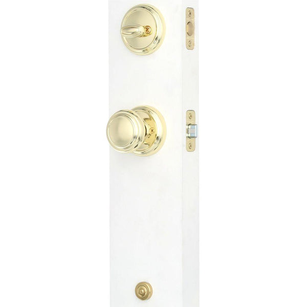 Baldwin Prestige Wesley Single Cylinder Lifetime Polished Brass Door Handleset with Alcott Door Knob Featuring SmartKey Security
