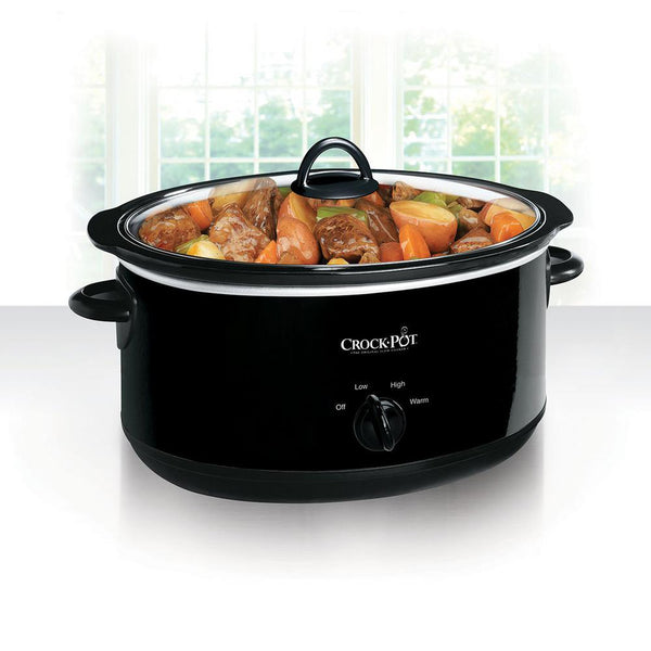 Crock-Pot 8 Qt. Black Manual Slow Cooker with Glass Lid and Keep Warm Setting