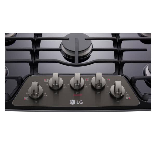 NEW: LG Electronics 36 in. Recessed Gas Cooktop in Black Stainless Steel with 5 Burners including 17K SuperBoil Burner with Cast Iron Grate