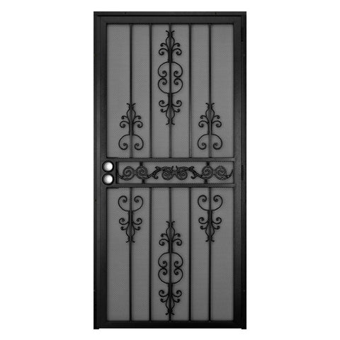 Unique Home Designs 36 in. x 80 in. El Dorado Black Surface Mount Outswing Steel Security Door with Heavy-Duty Expanded Metal Screen