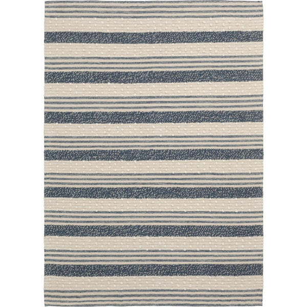 bazzar ruggle blue 5 ft. x 7 ft. striped cotton/wool area rug