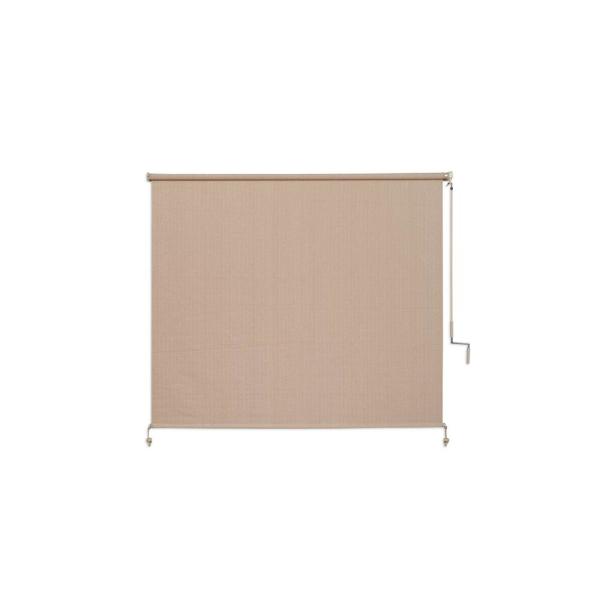 Camel Cordless Light Filtering Fade Resistant Fabric Exterior Roller Shade 72 in. W x 72 in. L by Coolaroo