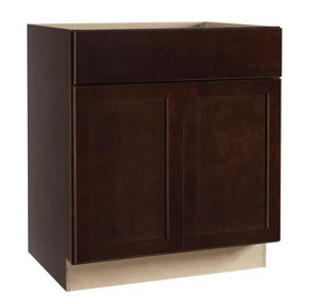 Shaker Java Stock Assembled Sink Base Cabinet with Ball-Bearing Drawer Glides (30 in. x 34.5 in. x 24 in.) by Hampton Bay