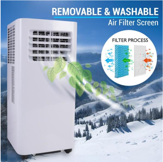 10,000 BTU Portable Air Conditioner with Built-in Dehumidifier, Fan Modes and Window Mount Kit in White Polystyrene by SereneLife