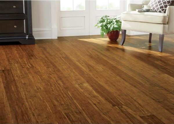 Strand Woven Harvest 3/8 in. T x 4.92 in. W x 36.02 in. L Engineered Click Bamboo Flooring by Home Decorators Collection Pallet
