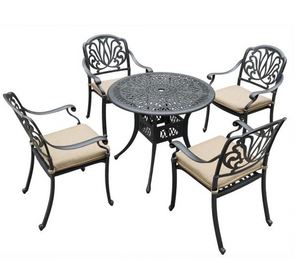 5-Piece Aluminum Outdoor Patio Dining Set with Beige Cushions by Boyel Living