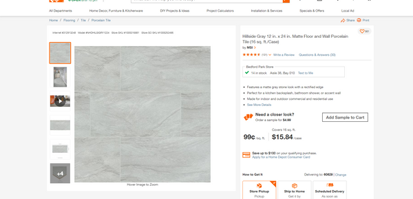 Hillside Gray 12 in. x 24 in. Matte Floor and Wall Porcelain Tile (16 sq. ft./Case) by MSI Pallet