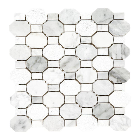 Crisp Illusion White 12 in. x 12 in. x 8 mm Hexagon Limestone Wall and Floor Mosaic Tile by Jeffrey Court Bundle