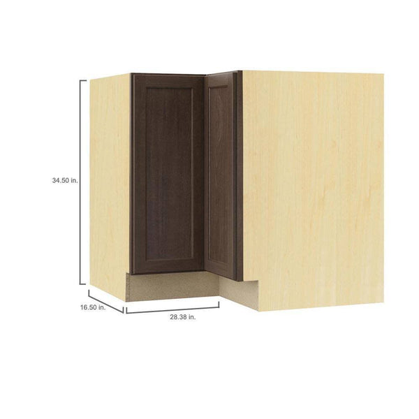 Shaker Java Stock Assembled Lazy Susan Corner Base Kitchen Cabinet (28.5 in. x 34.5 in. x16.5 in.) by Hampton Bay