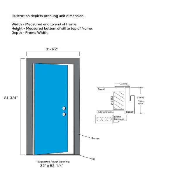 MMI Door 32 in. x 80 in. Classic Left-Hand Inswing 2-Lite Clear 4-Panel Glass Primed Steel Prehung Front Door on 6-9/16 in. Frame
