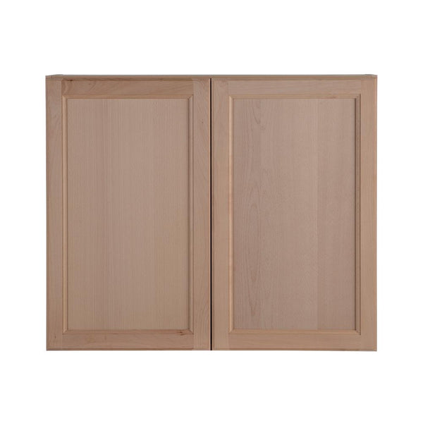 Easthaven Shaker Assembled 36x30x12 in. Frameless Wall Cabinet in Unfinished Beech