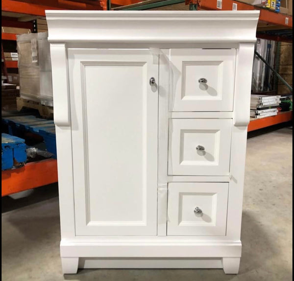 Naples 24 in. W Bath Vanity Cabinet Only in White with Right Hand Drawers by Home Decorators Collection