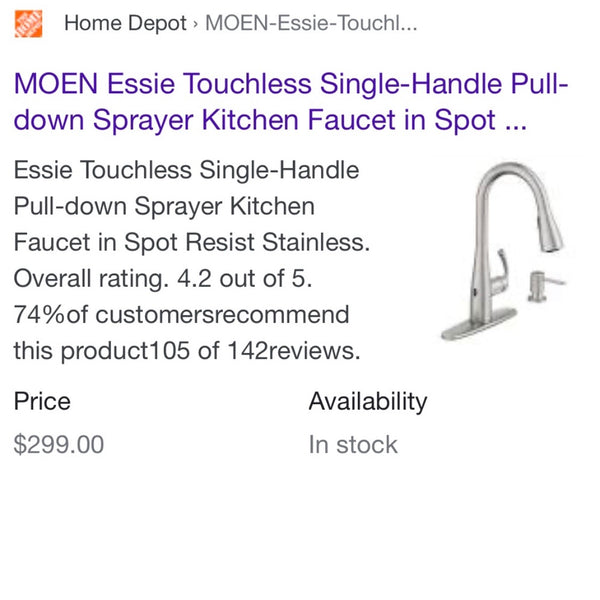 MOEN Essie Touchless Single-Handle Pull-down Sprayer Kitchen Faucet in Spot Resist Stainless