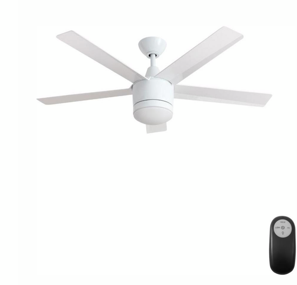 Merwry 52 in. Integrated LED Indoor White Ceiling Fan with Light Kit and Remote Control by Home Decorators Collection