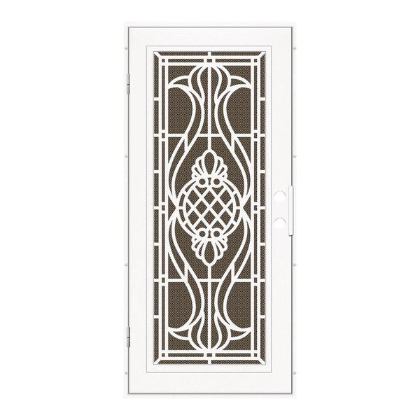 Unique Home Designs 36 in. x 80 in. Manchester White Left-Hand Surface Mount Security Door with Brown Perforated Metal Screen