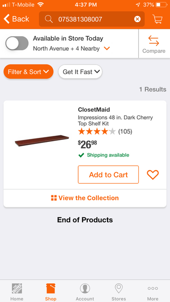 ClosetMaid Impressions 48 in. Dark Cherry Top Shelf Kit