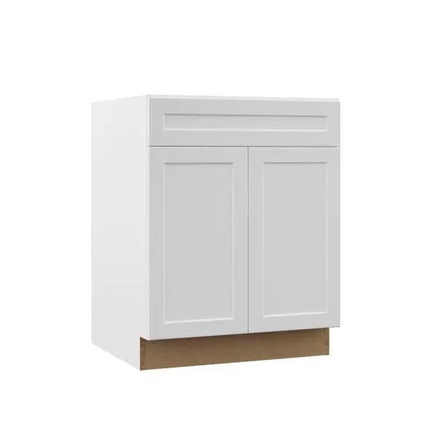 Designer Series Melvern Assembled 27x34.5x23.75 in. Base Kitchen Cabinet in White by Hampton Bay