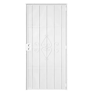 Unique Home Designs 32 in. x 80 in. Su Casa White Surface Mount Outswing Steel Security Door with Expanded Metal Screen