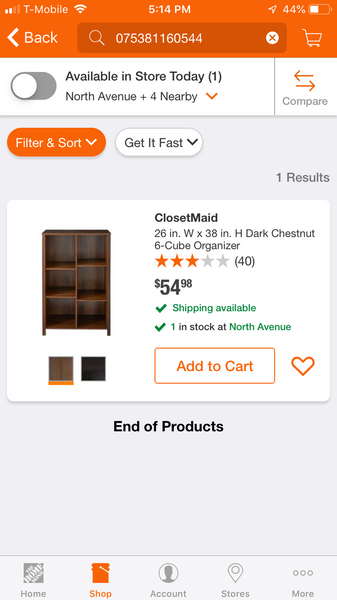 ClosetMaid 26 in. W x 38 in. H Dark Chestnut 6-Cube Organizer