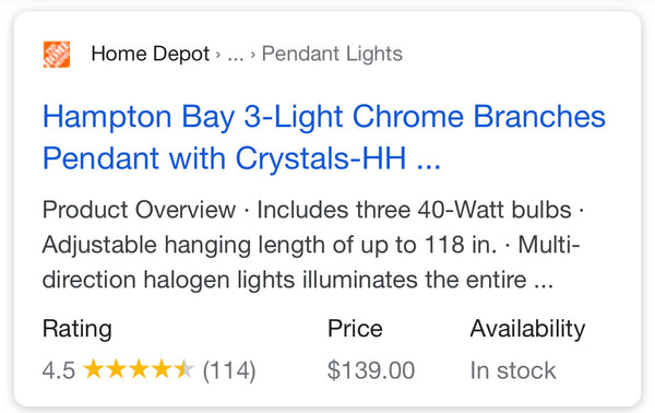 3-Light Chrome Branches Pendant with Crystals by Hampton Bay