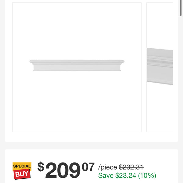Henry 6 ft. White Paint MDF Distressed Cap-Shelf Mantel by Pearl Mantels