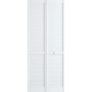 Veranda 24 in. x 80 in. Louver Pine White Interior Closet Bi-fold Door