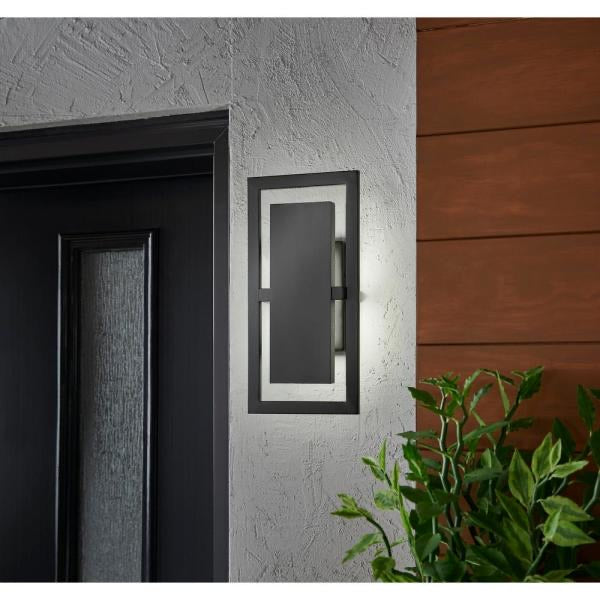 Railford 1-Light Oil Rubbed Bronze Outdoor Integrated LED Wall Lantern Sconce with Etched Lens by Home Decorators Collection (2 piece)