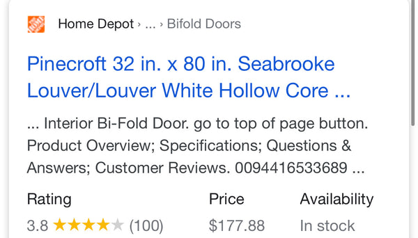 Pinecroft 32 in. x 80 in. Seabrooke Louver/Louver White Hollow Core PVC Vinyl Interior Bi-Fold Door