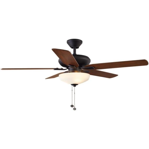 Holly Springs 52 in. LED Indoor Oil-Rubbed Bronze Ceiling Fan with Light Kit by Hampton Bay
