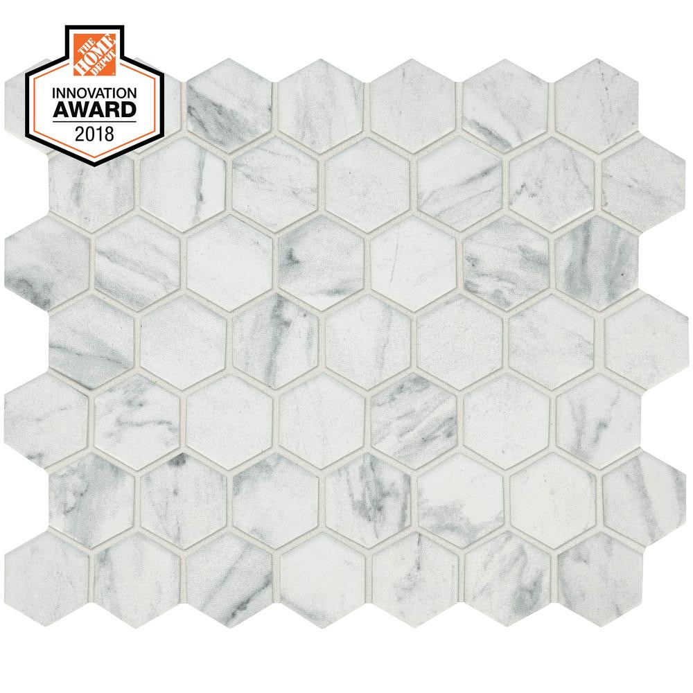 Lifeproof Carrara 10 in. x 12 in. x 6.35mm Ceramic Hexagon Mosaic Floor and Wall Tile Case (9.72 sq. ft. / 12 piece)