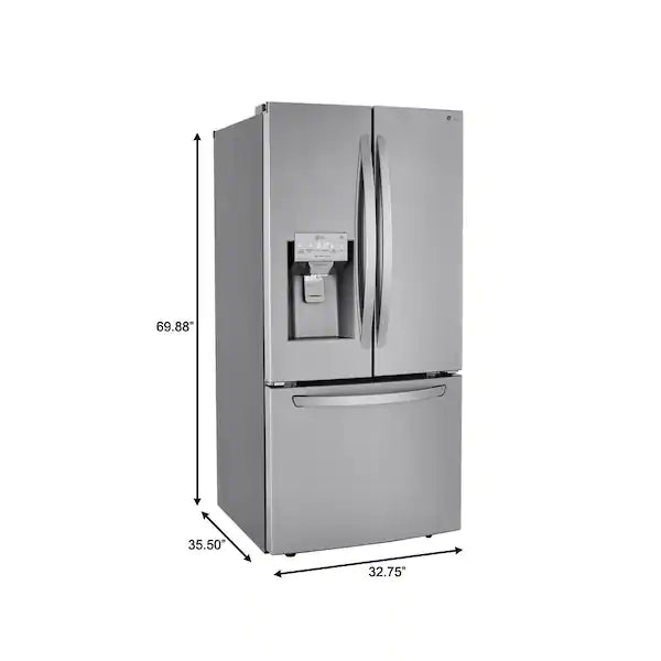 NEW: LG Electronics 25 cu. ft. French Door Refrigerator w/ Ice and Water Dispenser and SmartDiagnosis in PrintProof Stainless Steel