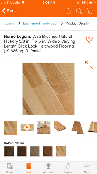 Home Legend Wire Brushed Natural Hickory 3/8 in. T x 5 in. Wide x Varying Length Click Lock Hardwood Flooring (19.686 sq. ft. /case)