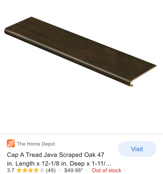 Java Scraped Oak 47 in. Length x 12-1/8 in. Deep x 1-11/16 in. Height Laminate to Cover Stairs 1 in. Thick by Cap A Tread (10 pieces)