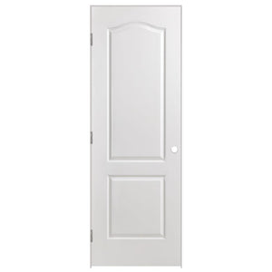 Masonite 28 in. x 80 in. 2-Panel Arch Top Left-Handed Hollow-Core Smooth Primed Composite Single Prehung Interior Door