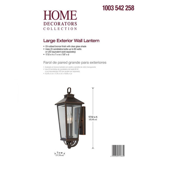 Williamsburg Gas Style 2-Light Outdoor Wall Mount Coach Light Sconce by Home Decorators Collection