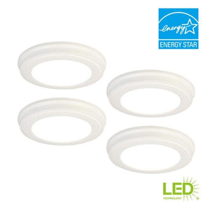 11 in. White Integrated LED Flush Mount (4-Pack) by Commercial Electric