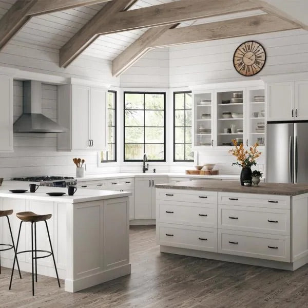 Designer Series Melvern Assembled 27x34.5x23.75 in. Base Kitchen Cabinet in White by Hampton Bay