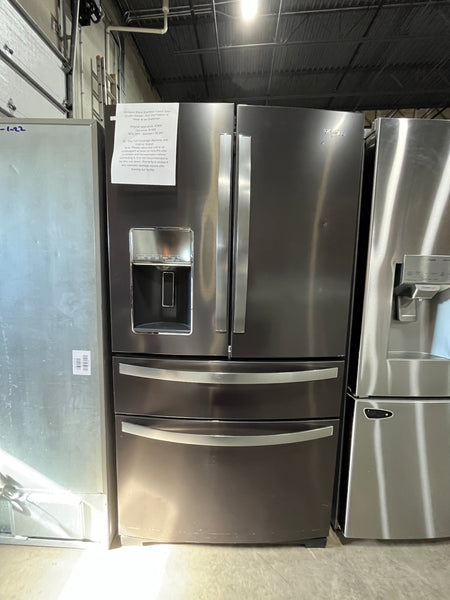 USED: Whirlpool  26.2-cu ft 4-Door French Door Refrigerator with Ice Maker (Fingerprint Resistant Black Stainless) MOD: WRX986SIHV