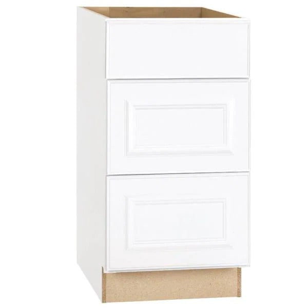 Hampton Satin White Raised Panel Assembled Drawer Base Kitchen Cabinet with Drawer Glides (18 in. x 34.5 in. x 24 in.) by Hampton Bay