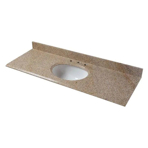 Home Decorators Collection 61 in. Granite Vanity Top in Beige with White Basin