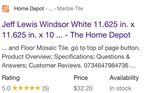 Jeff Lewis Windsor White 11.625 in. x 11.625 in. x 10 mm Geometric Polished Marble Wall and Floor Mosaic Tile