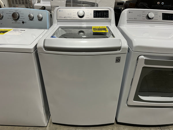 NEW: LG 5.0 cu.ft. Smart wi-fi Enabled Top Load Washer with TurboWash3D™ Technology + DLG7201WE 7.3 cu. ft. Smart wi-fi Enabled Gas Dryer w/ Sensor Dry Technology