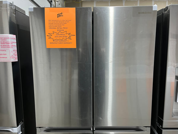 NEW: Samsung 23 cu. ft. Smart Counter Depth 4-Door Flex™ Refrigerator with Beverage Center and Dual Ice Maker in Stainless Steel RF23A9671SR / RF23A9671SR/AA