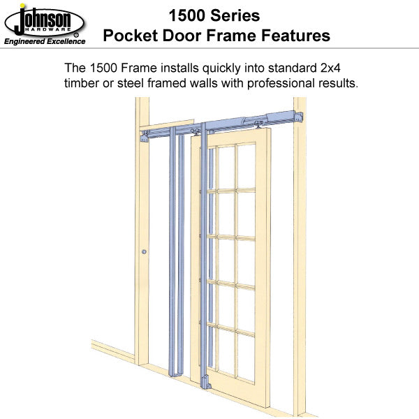 1500 Series 24 in. to 36 in. x 80 in. Universal Pocket Door Frame for 2x4 Stud Wall by Johnson Hardware
