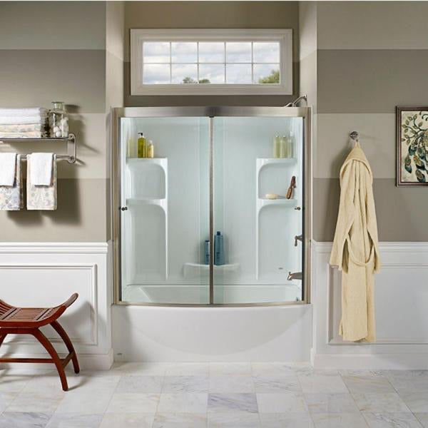 Ovation 30 in. x 60 in. x 58 in. 3-piece Direct-to-Stud Tub Surround in Arctic White by American Standard