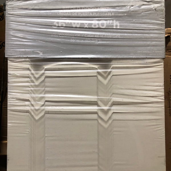 Masonite 36 in. x 80 in. Roman 2-Panel Round Top Primed White Hollow-Core Smooth Composite Bi-Fold Interior Door