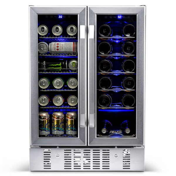 NewAir AWB-360DB 18-Bottle/60-Can Wine and Beverage Cooler - 24" - Stainless Steel/Black